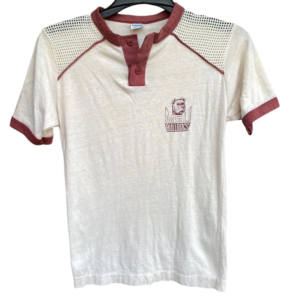 Vintage 70s T-Shirt Size M Champion MSU BULLDOGS Athletic Retro Sport